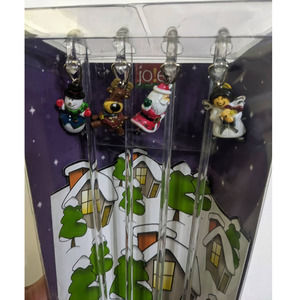 Joie Christmas Stir Sticks 4 pcs Santa Claus Snowman Reindeer Drink